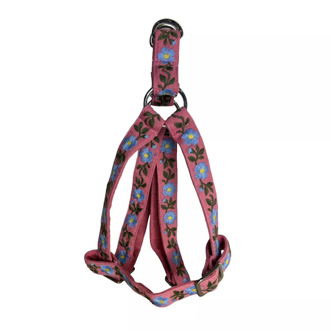 MITRAYA Geometric Pattern Dog Step-In Harness, Denim Jacquard Canvas, Multicolour Geometric Design, Adjustable with Buckle, Fancy and Stylish Dog Collar