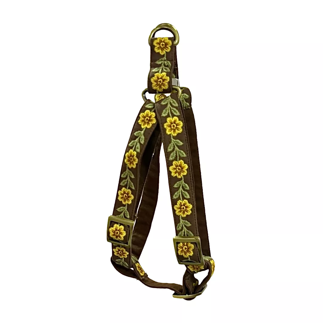 MITRAYA Floral Embroidered Dog Step-In Harness, Fancy Pet Harness with Coral and Pink Flowers, Adjustable and Durable Harness