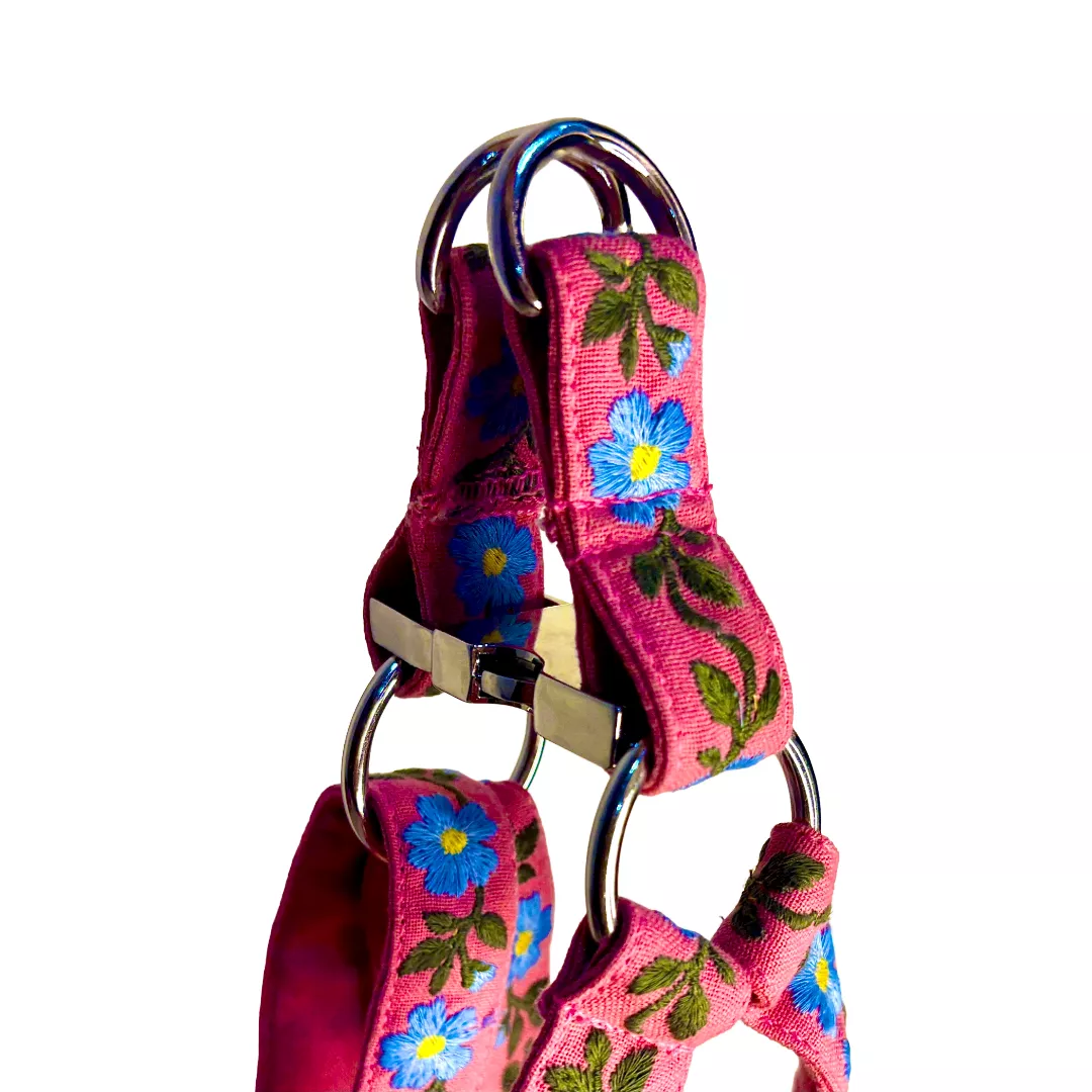 MITRAYA Geometric Pattern Dog Step-In Harness, Denim Jacquard Canvas, Multicolour Geometric Design, Adjustable with Buckle, Fancy and Stylish Dog Collar