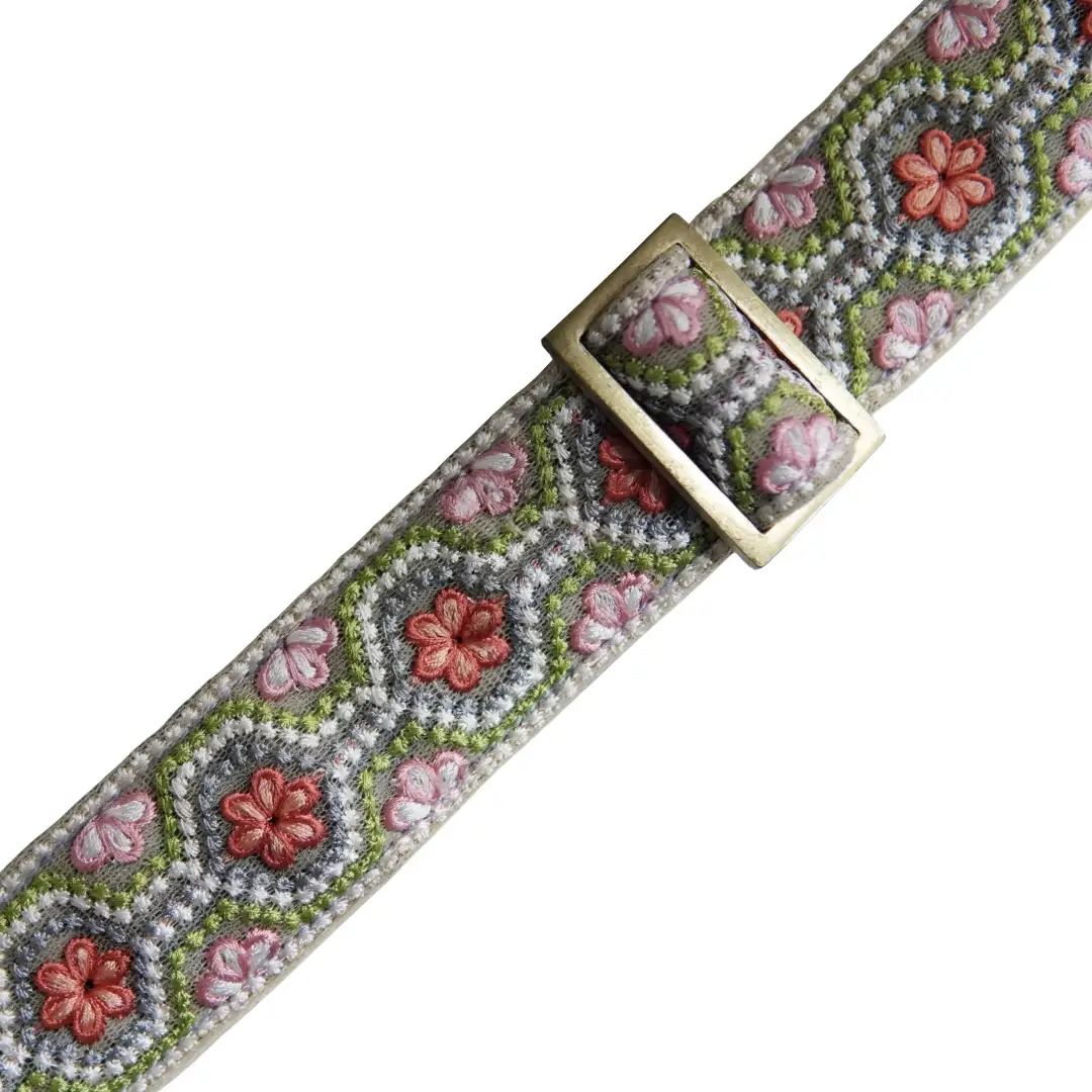 MITRAYA Floral Embroidered Dog Step-In Harness, Fancy Pet Harness with Coral and Pink Flowers, Adjustable and Durable Harness