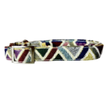 MITRAYA Geometric Pattern Dog Neck Collar, Denim Jacquard Canvas, Multicolour Geometric Design, Adjustable with Buckle, Fancy and Stylish Dog Collar