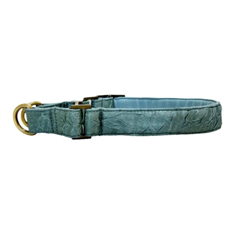 MITRAYA Premium No-Pull Dog Collar, Satin Dog Collar, Sage Green with Brass Hardware