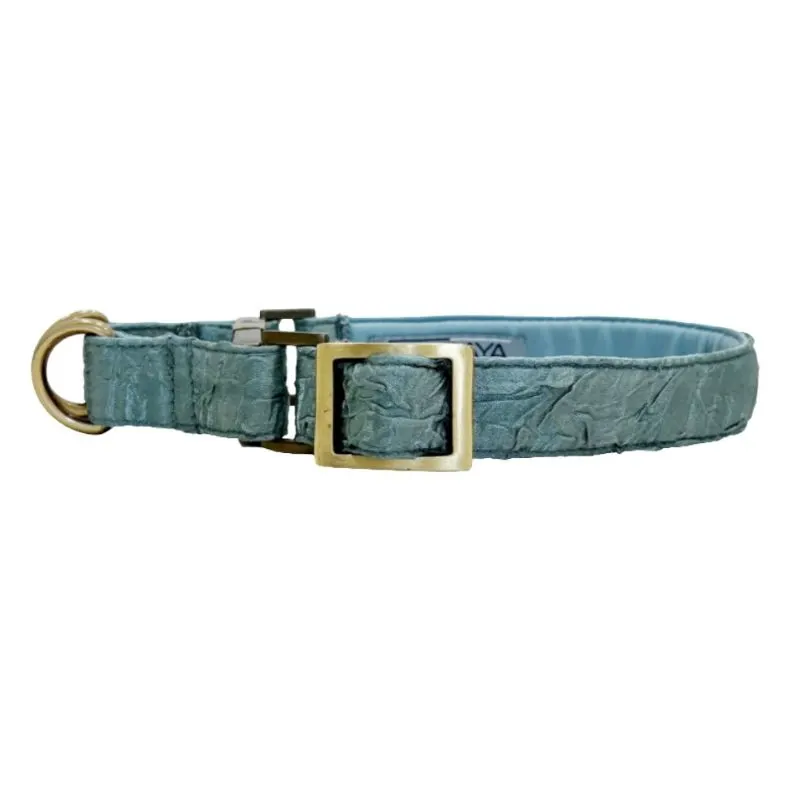 MITRAYA Premium No-Pull Dog Collar, Satin Dog Collar, Sage Green with Brass Hardware