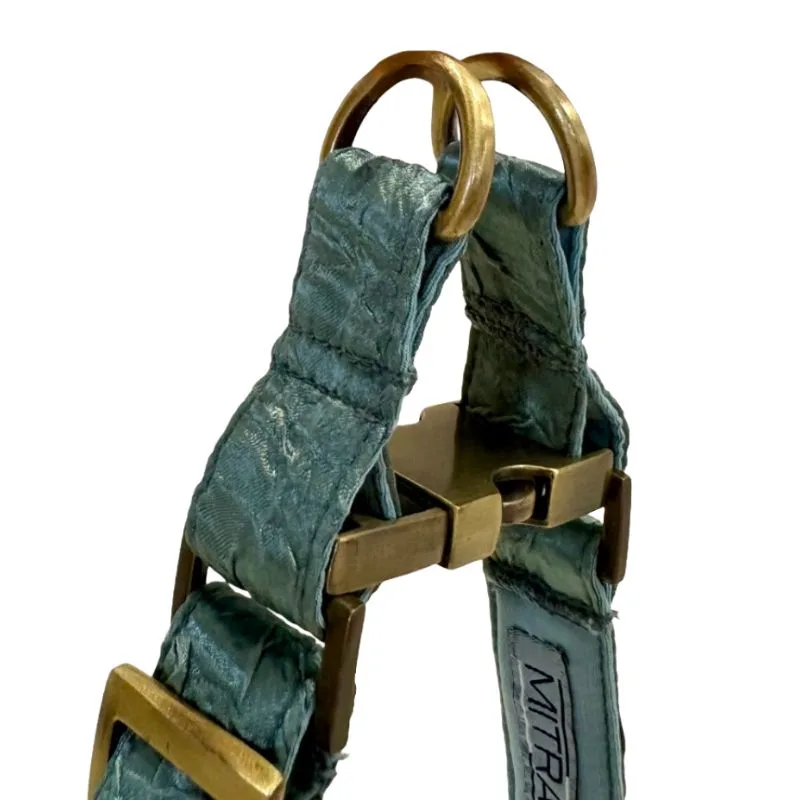 MITRAYA Premium No-Pull Dog Collar, Satin Dog Collar, Sage Green with Brass Hardware