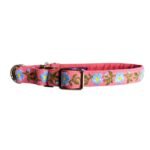 MITRAYA Premium No-Pull Dog Collar, Pink Cotton with Floral Pattern, Metal Buckle Closure, Adjustable Neck Band