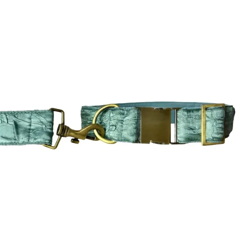MITRAYA Premium Dog Collar, Satin Dog Collar, Sage Green with Brass Hardware