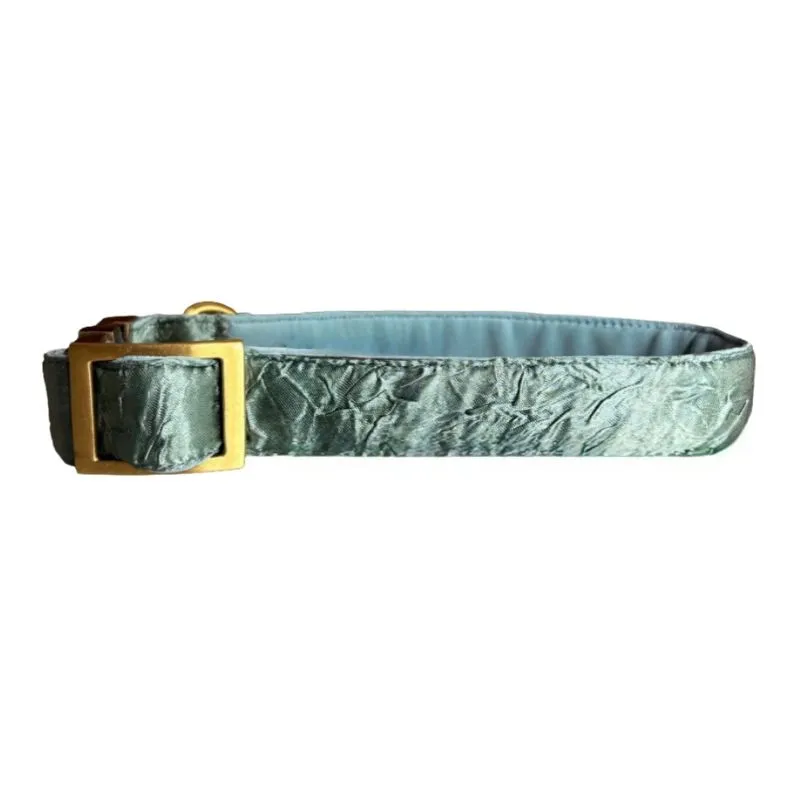 MITRAYA Premium Dog Collar, Satin Dog Collar, Sage Green with Brass Hardware