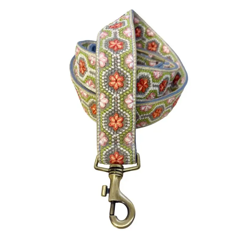 MITRAYA Adjustable Dog Leash, Sage Green Textured Cotton, Medium Breed Pet Walking Leash