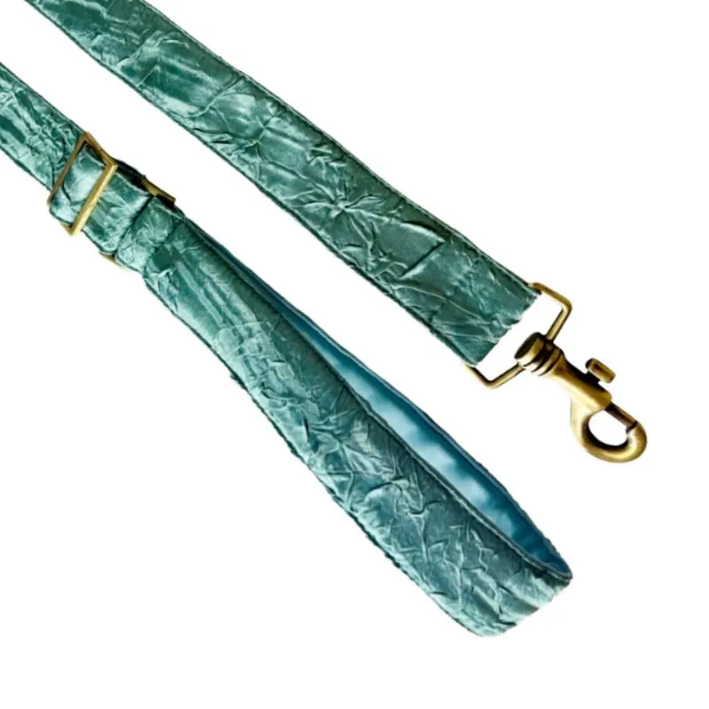 MITRAYA Adjustable Dog Leash, Sage Green Textured Cotton, Medium Breed Pet Walking Leash
