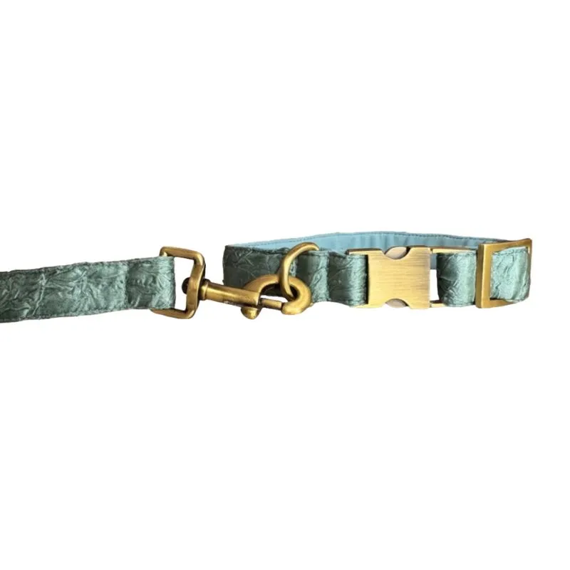 MITRAYA Premium Dog Collar, Satin Dog Collar, Sage Green with Brass Hardware