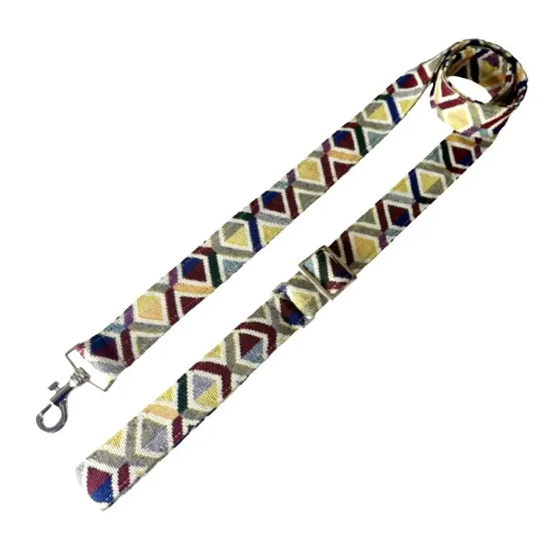 MITRAYA Geometric Pattern Adjustable Dog Leash, Multicolor Diamond Design, Durable Fabric with Metal Clasp, Pet Walking Leash