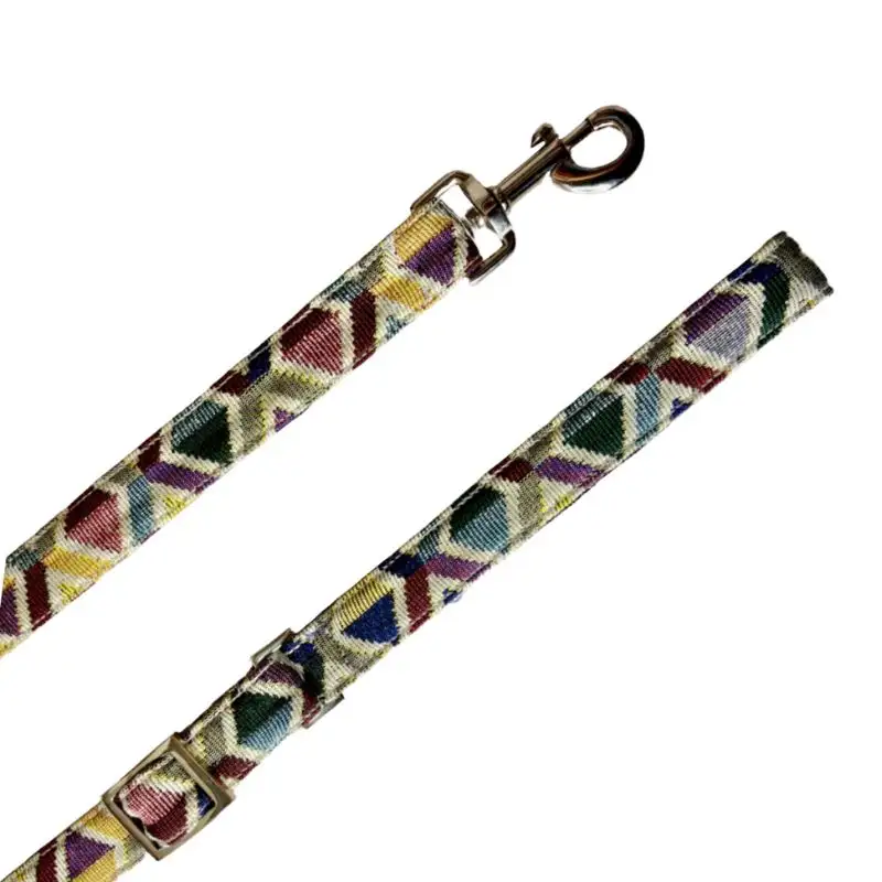 MITRAYA Geometric Pattern Adjustable Dog Leash, Multicolor Diamond Design, Durable Fabric with Metal Clasp, Pet Walking Leash