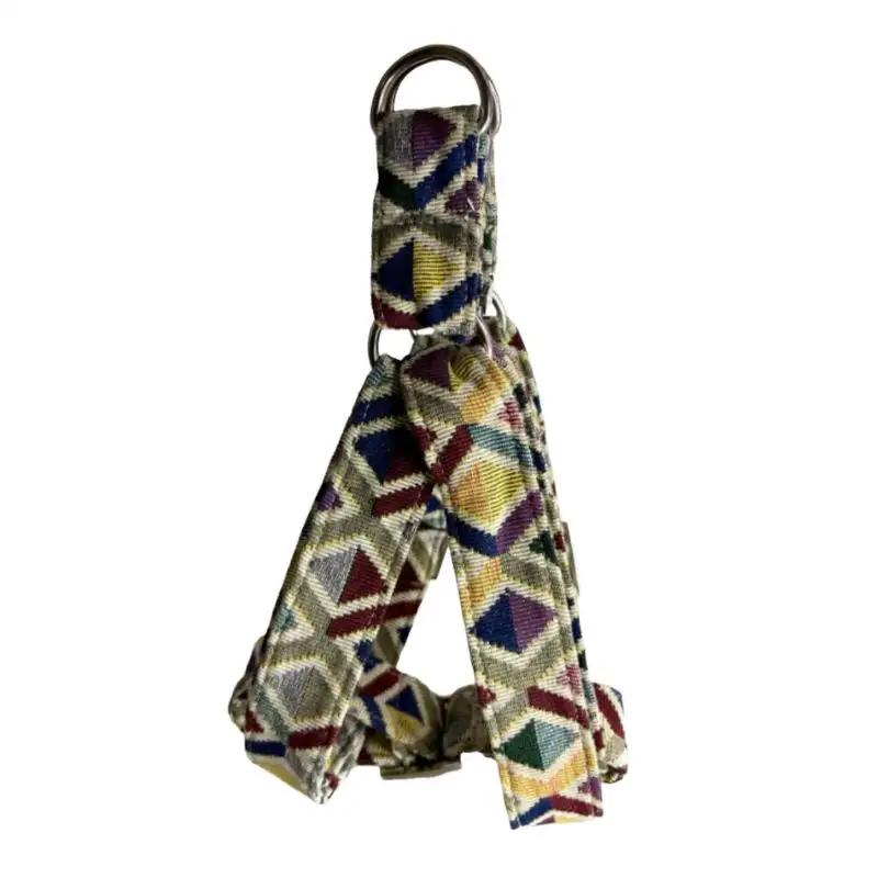 MITRAYA Geometric Pattern Dog Step-In Harness, Denim Jacquard Canvas, Multicolour Geometric Design, Adjustable with Buckle, Fancy and Stylish Dog Collar