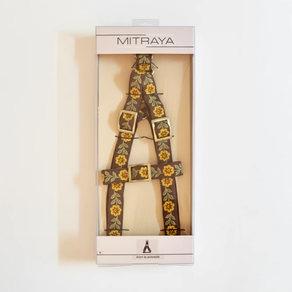 MITRAYA Floral Embroidered Dog Step-In Harness, Fancy Pet Harness with Coral and Pink Flowers, Adjustable and Durable Harness