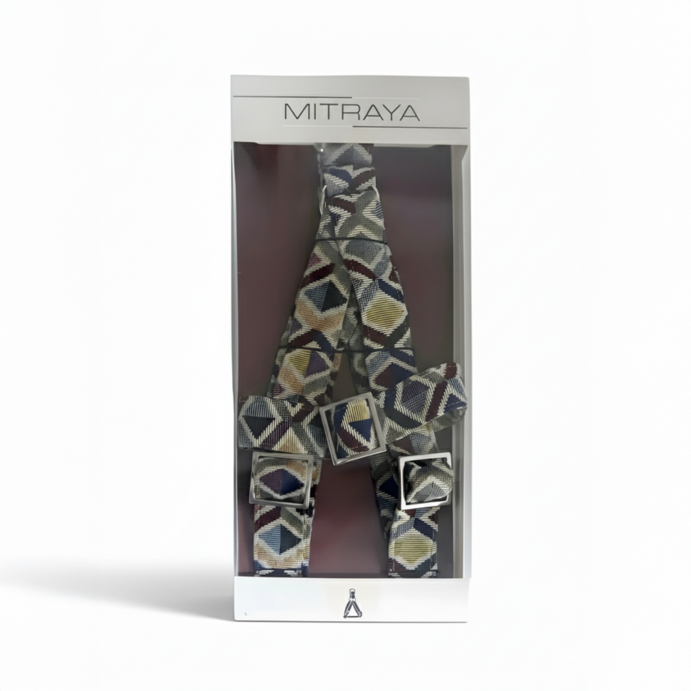 MITRAYA Geometric Pattern Dog Step-In Harness, Denim Jacquard Canvas, Multicolour Geometric Design, Adjustable with Buckle, Fancy and Stylish Dog Collar